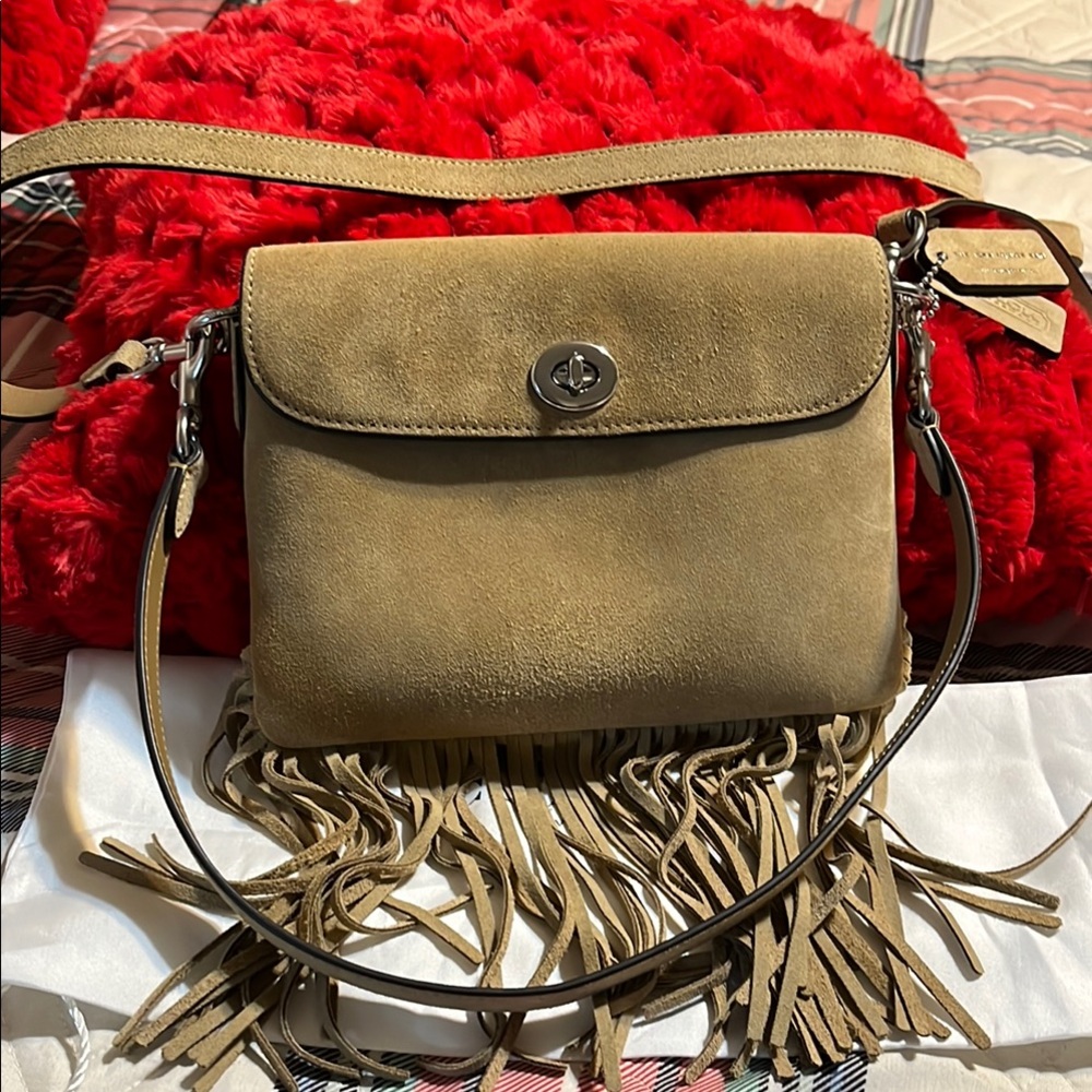 Coach Tan Crossbody Bag with Fringe